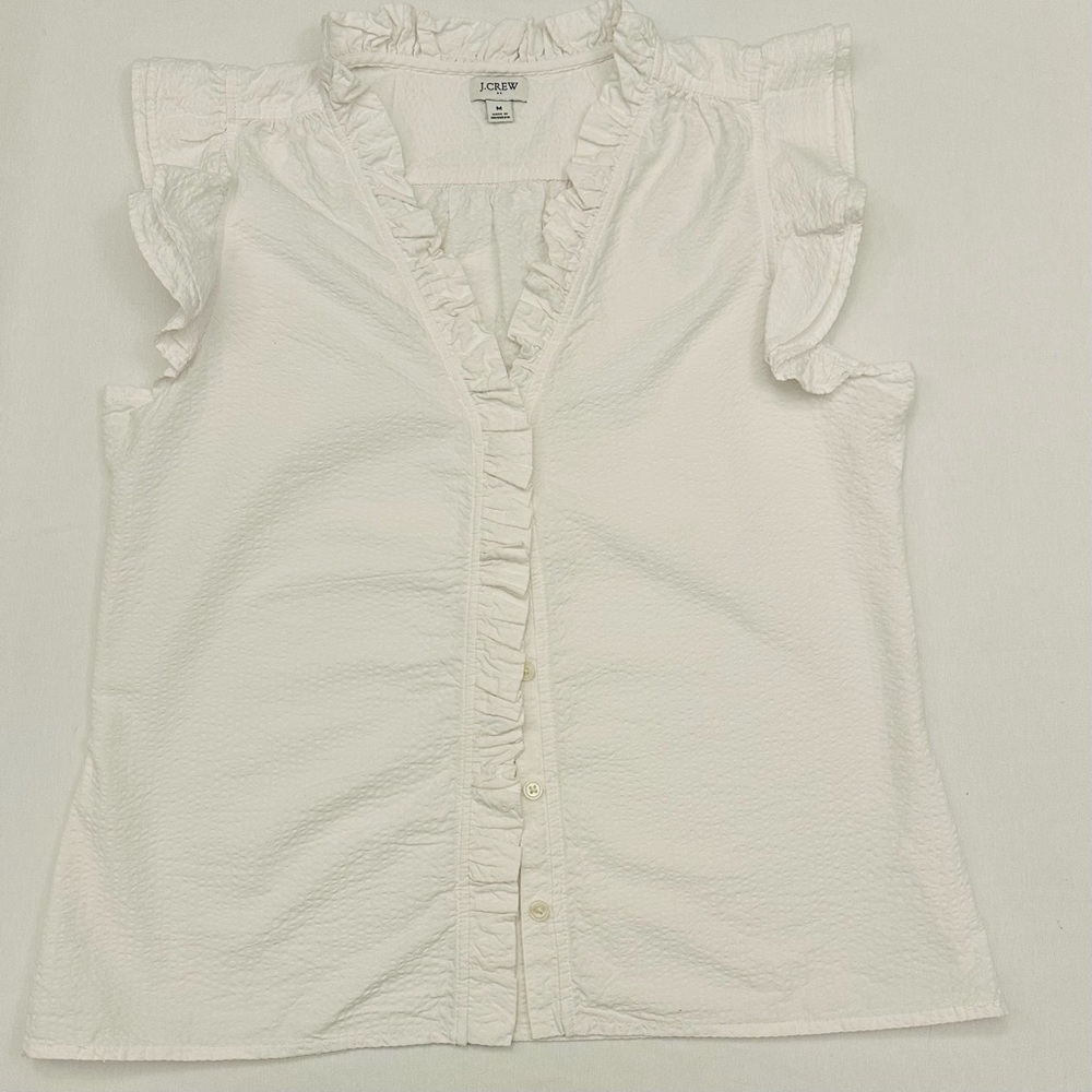J. Crew Cream Ruffled Blouse